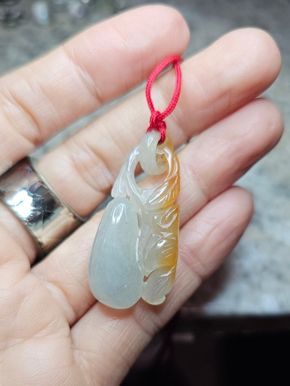 Jade Pendant Two Color Jadeite Jade Fruit Creature Delicate Carving